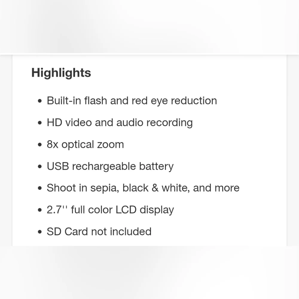 VES529 Black Digital Camera with 8x Optical Zoom